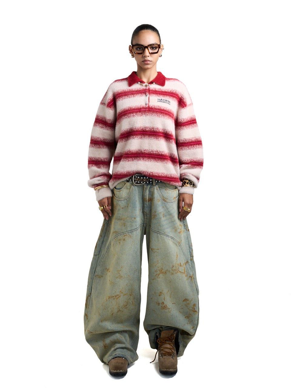 HADES COZY STRIPE POLO SWEATER