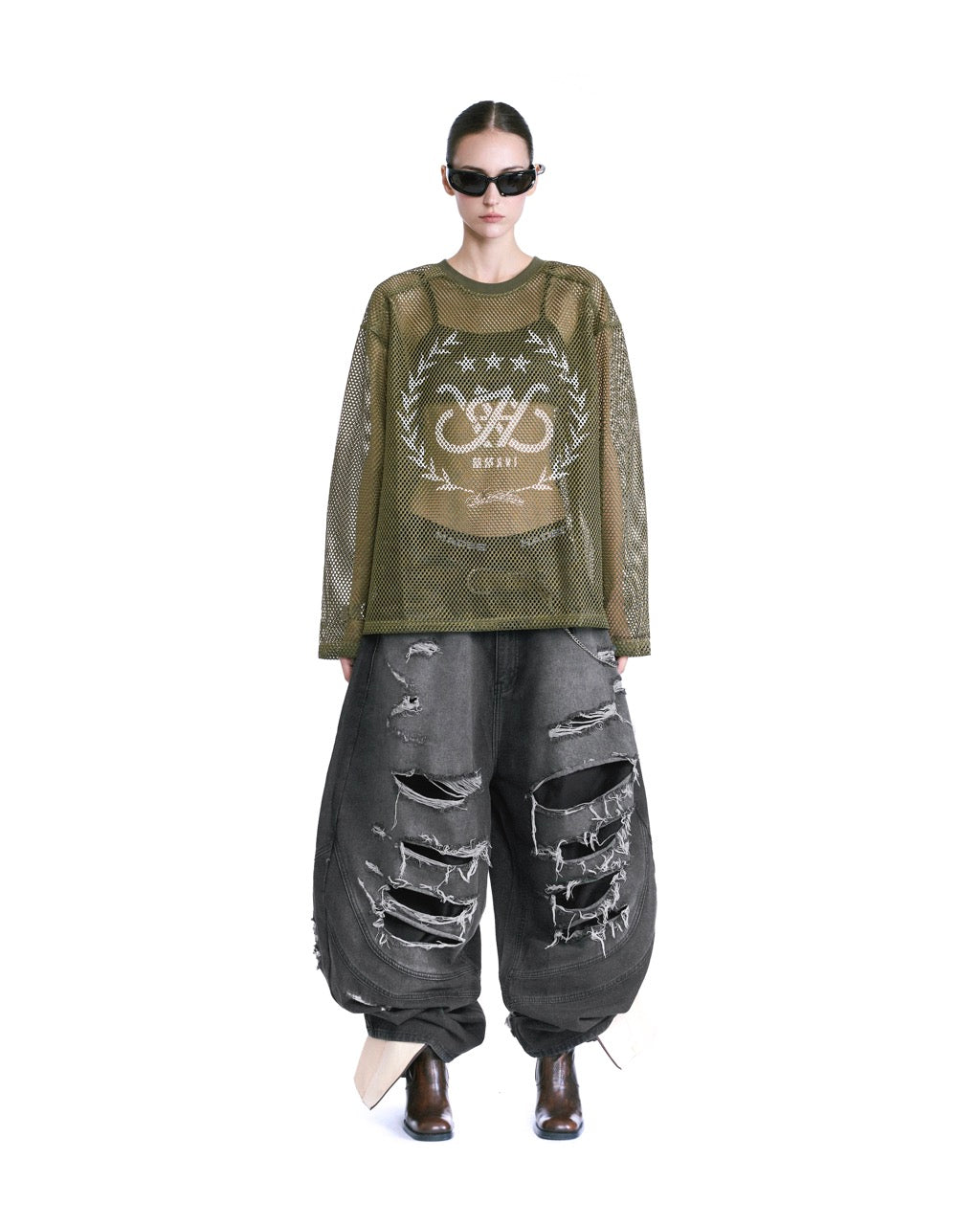 HADES LAUREL MESH LONGSLEEVE TEE - GREEN