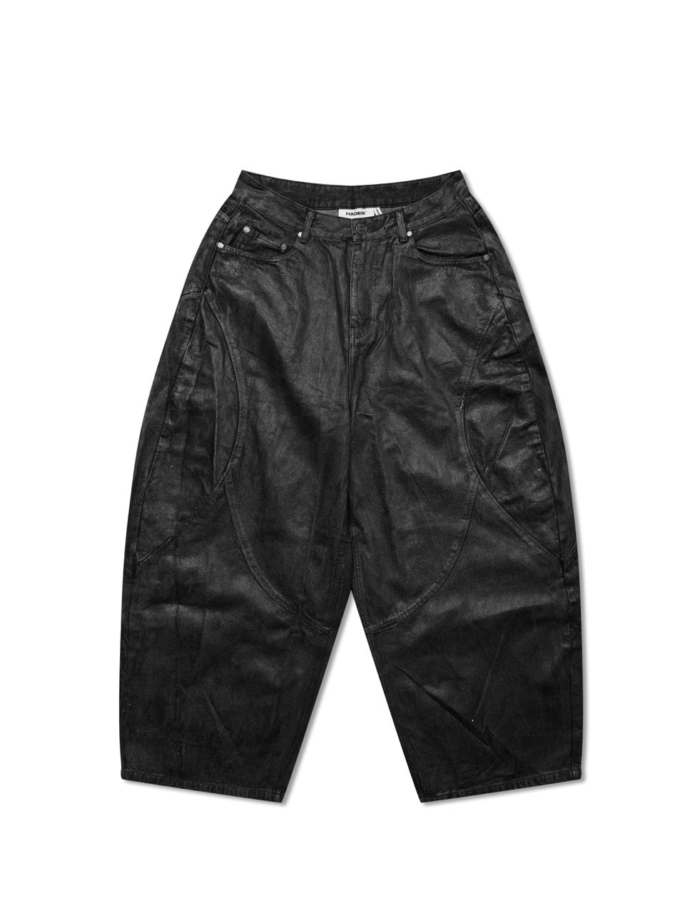 HADES FAUX LEATHER COATED WIDE-LED JEANS